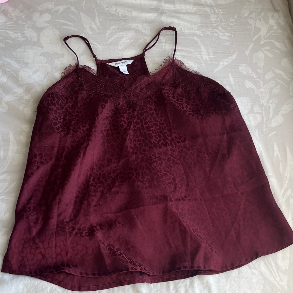 Nine West Deep Red Lace Cami Top